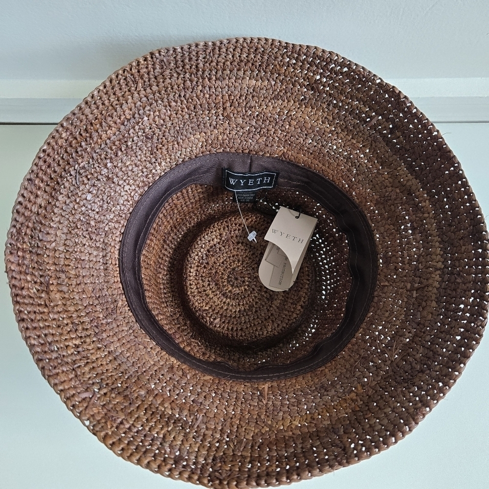 New Wyeth Tali 100% Raffia Straw Chocolate Bucket Hat One Size NWT - Picture 9 of 11